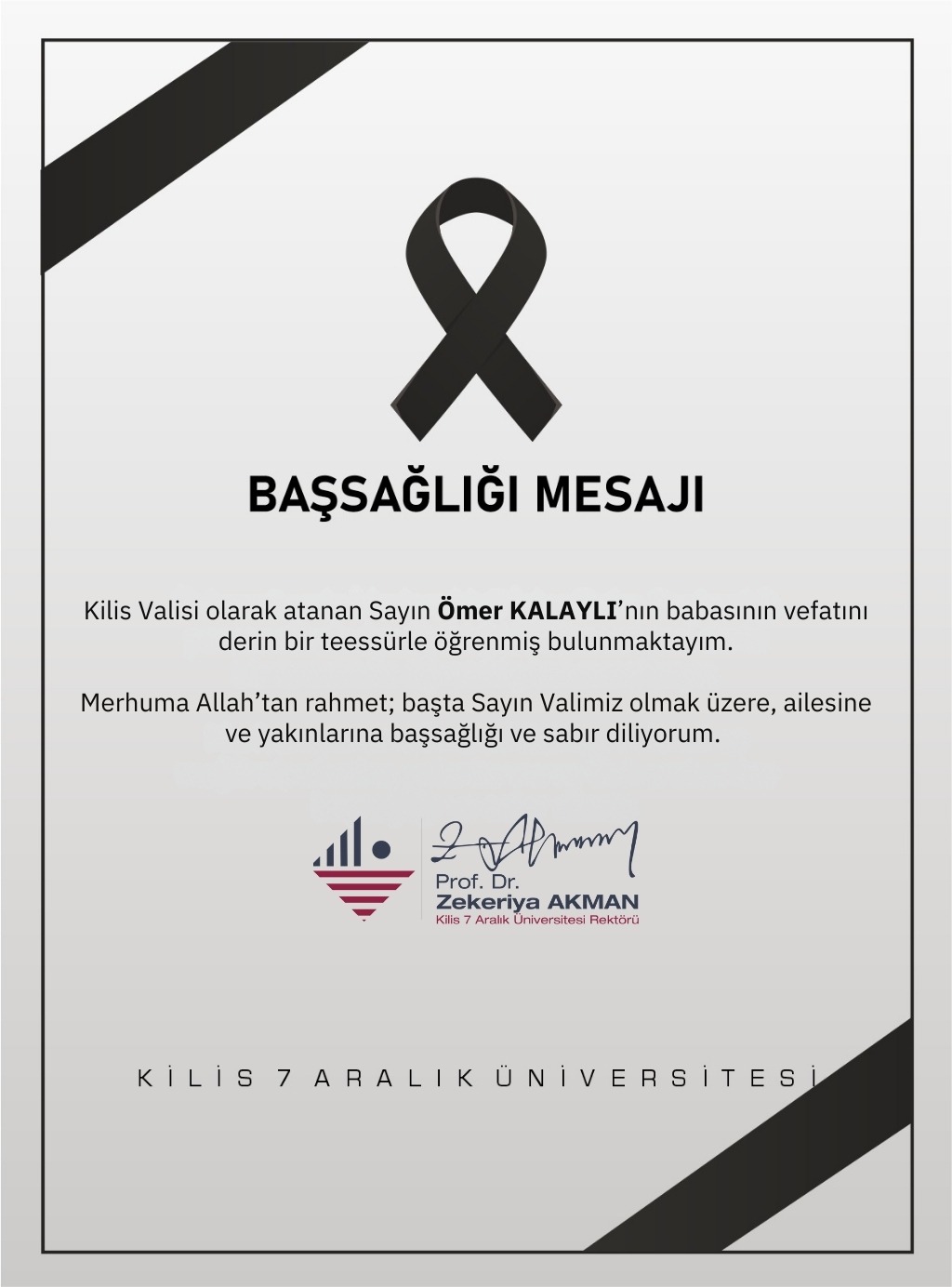 Başsağlığı Mesajı