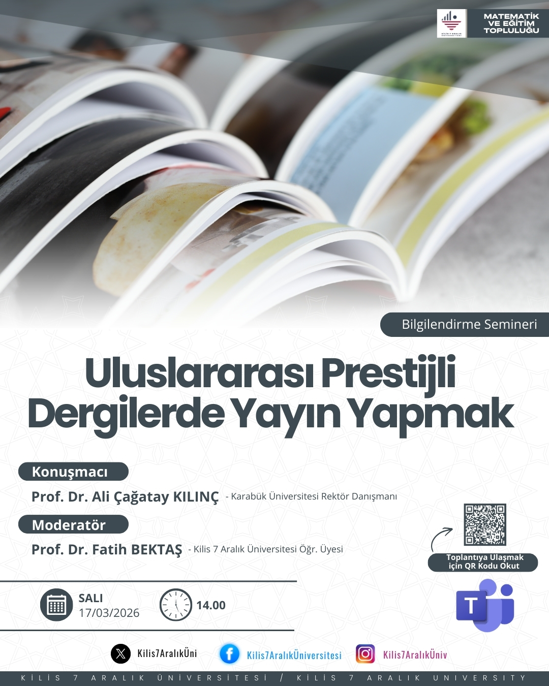 Seminer: "Uluslararası Prestijli Dergilerde Yayın Yapmak"