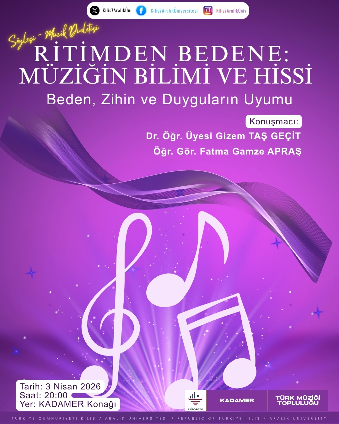 Söyleşi ve3 Müzik Dinletisi: "Ritimden Bedene: Müziğin Bilimi ve Hissi"