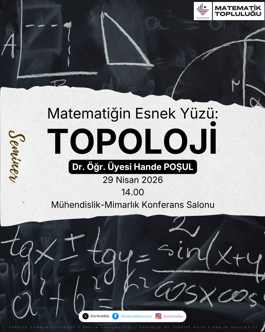 Seminer: "Matematiğin Esnek Yüzü: Topoloji"