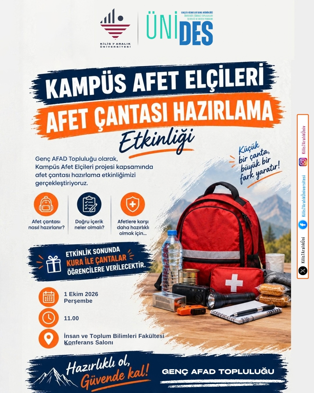 Kampüs Afet Elçileri, Afet Çantası Hazırlama Etkinliği