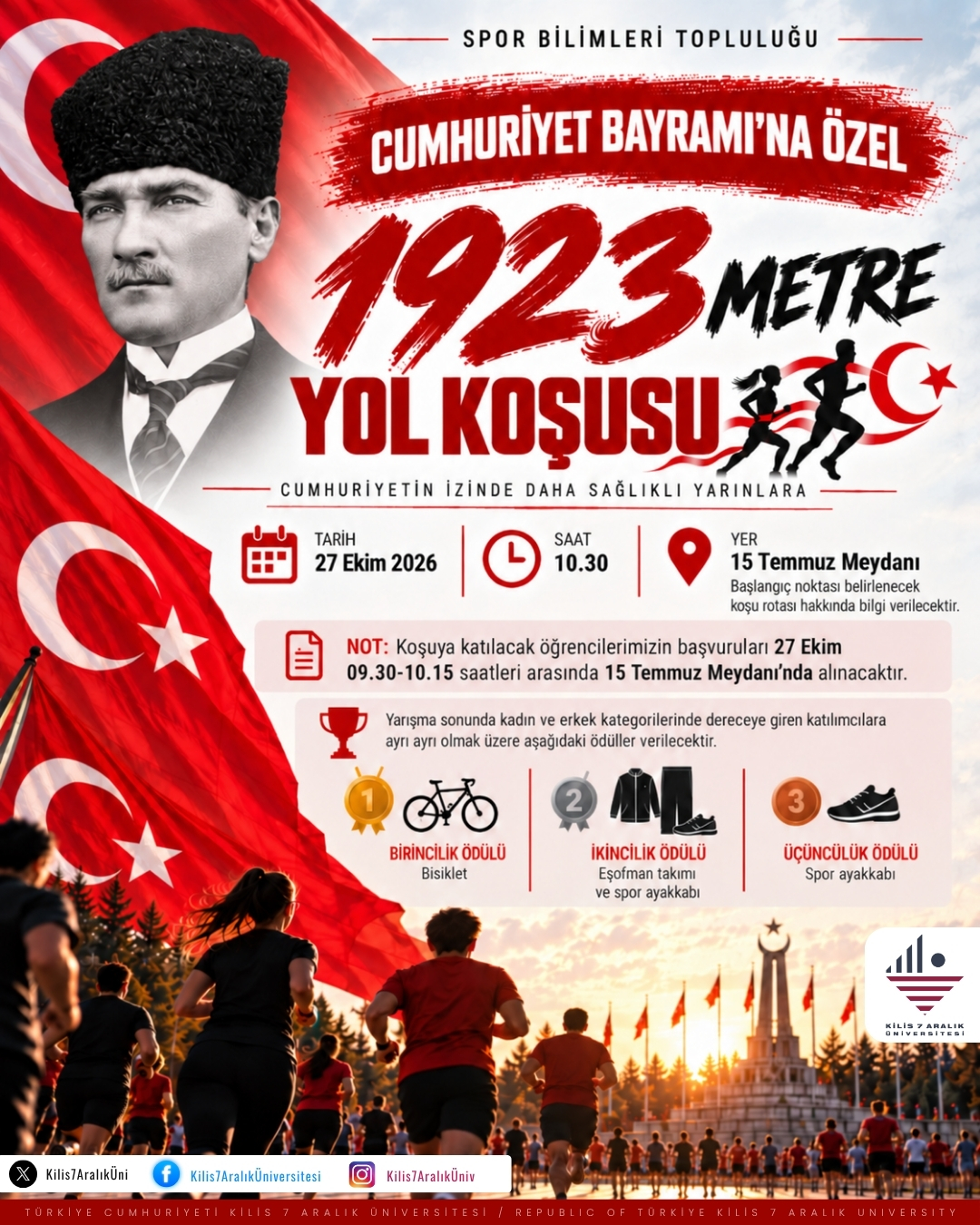 Cumhuriyet Bayramı'na Özel 1923 Metre Yol Koşusu